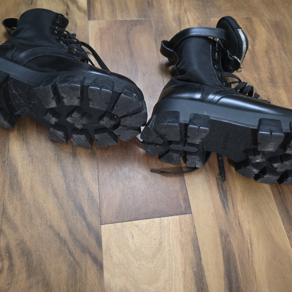 Prada Black Leather Combat Boots - Picture 6 of 7
